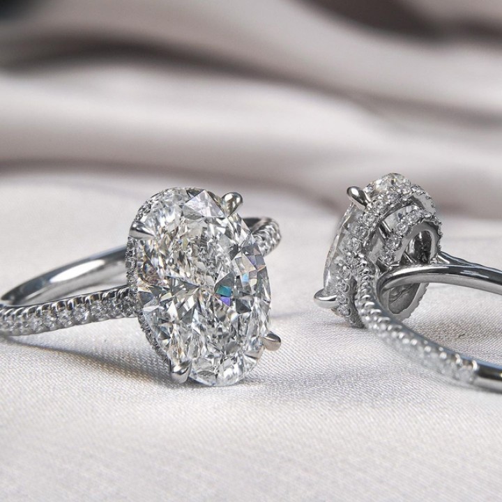 3.06 carat Oval Diamond Double Signature Wrap Ring front view