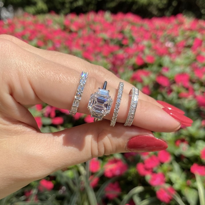 two-row round and baguette eternity band