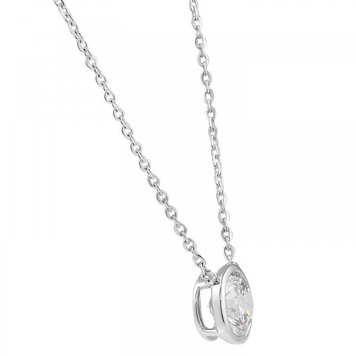 1.5 carat Round Lab Diamond Bezel Pendant wg