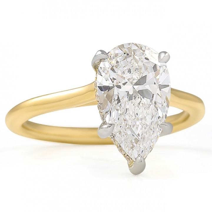 2.06 carat Pear Shape Lab Diamond Two-Tone Solitaire Ring flat