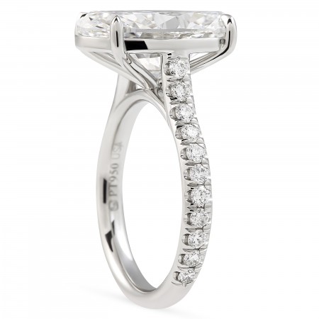 6.01 carat Oval Diamond Cathedral Ring flat