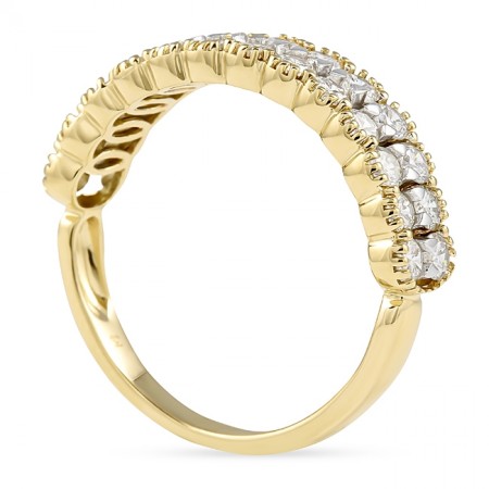Two-Row Halfway Shared-Prong Wedding Band flat