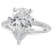4.03ct Pear Shape Lab Diamond Pave Prong Engagement Ring front