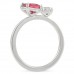 Cushion Ruby and Oval Diamond Duo Ring side view 14 karat white gold